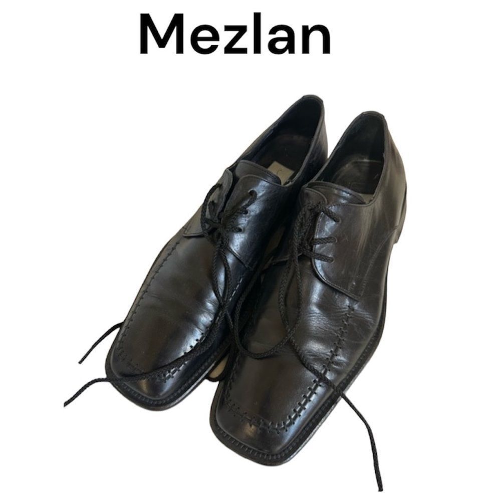 VTG Mezlan Black Lace Up Square Toe Classic Leather Oxford Dress Shoe Size 10M
